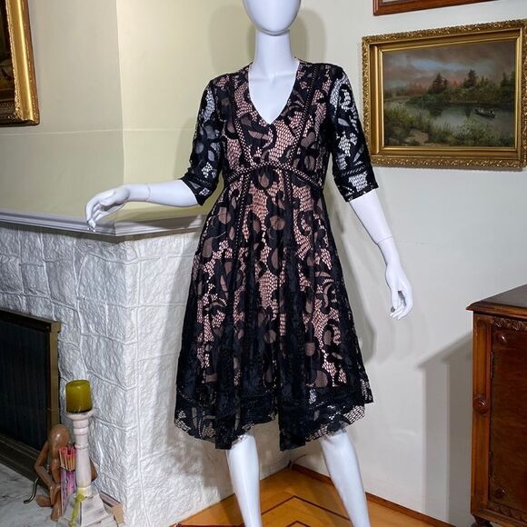 Taylor For A Pea In The Pod Lace Maternity Dress 50’s Rockabilly Dress - Picture 2 of 9